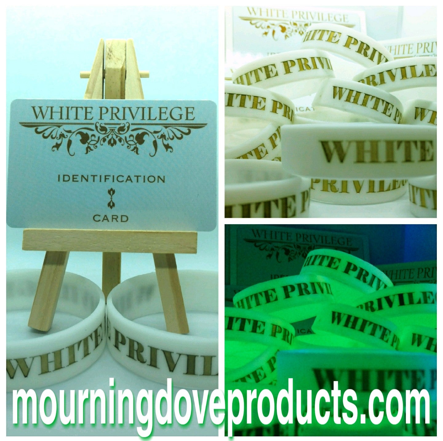 Glow-in-the-dark "White Privilege" Silicone Wristband and I.D. Card bundle! $18.99