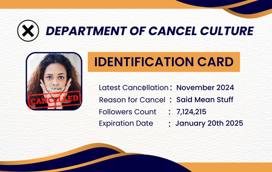 Department of Cancel Culture I.D. Card (Customized)