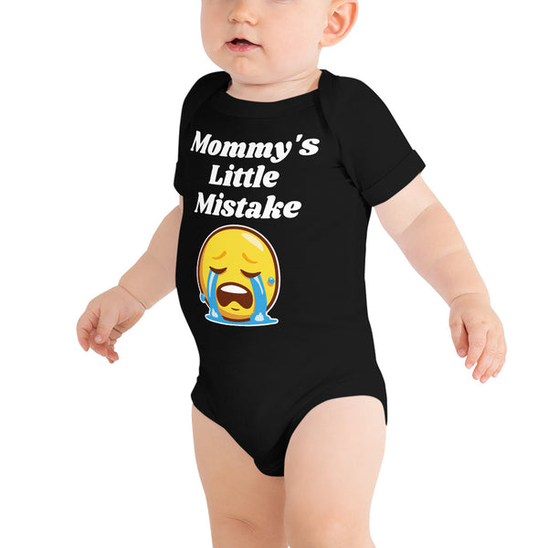 "Mommy's Little Mistake" Onesie with Large Thumbs Down on Back