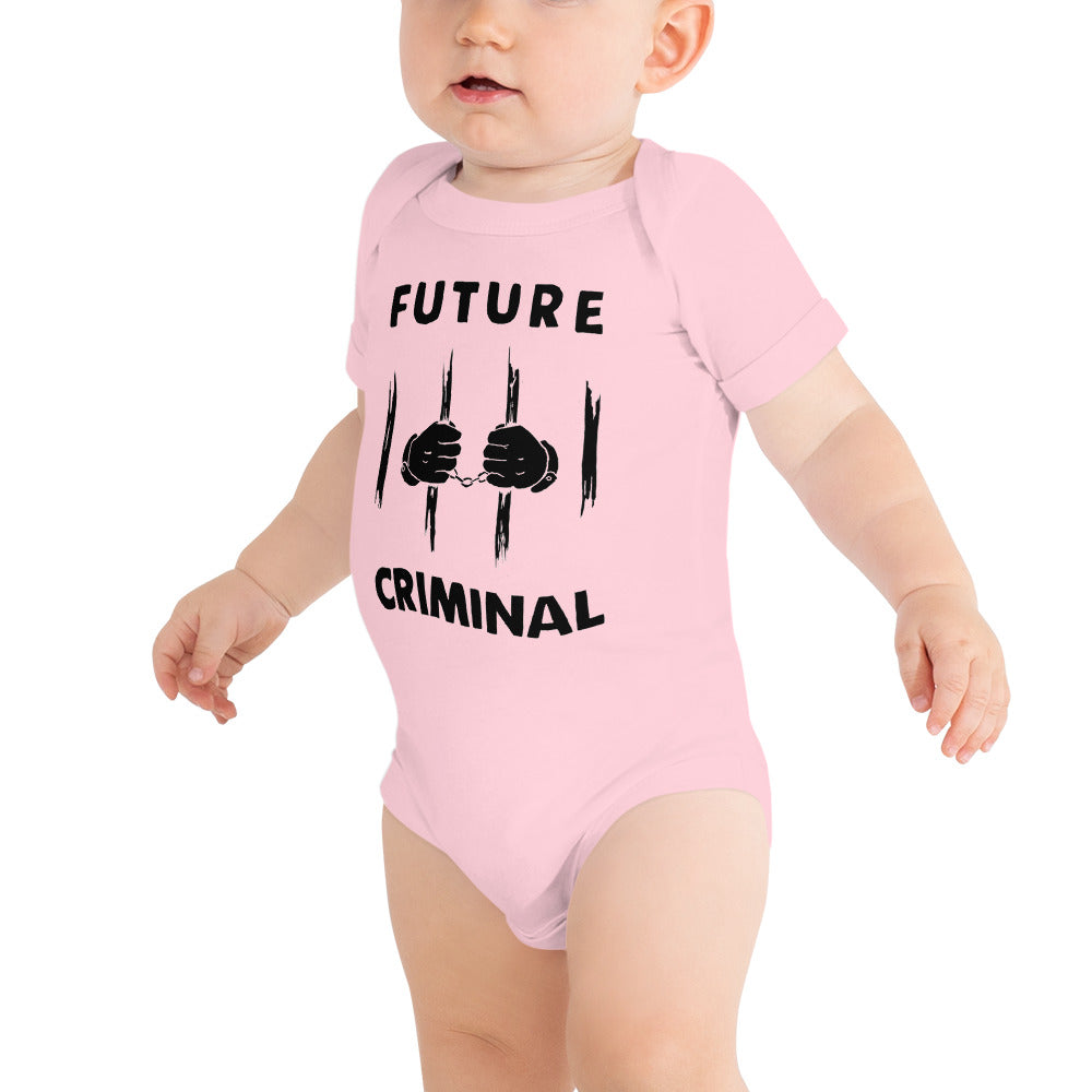 Future Criminal Baby Onesie Black Ink