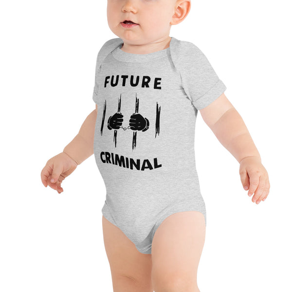 Future Criminal Baby Onesie Black Ink